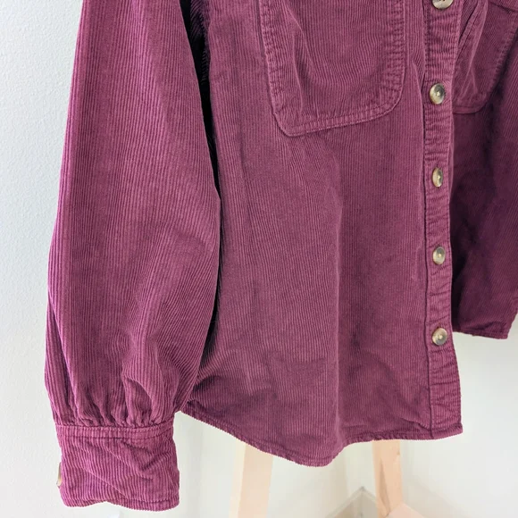 Vintage Levi's Corduroy Collared Button Front Shirt Jacket In Burgundy - Picture 6 of 8